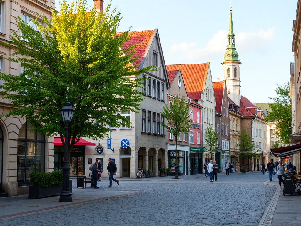 Mapa Lędzin z zaznaczonymi kluczowymi punktami infrastruktury, w tym sklepy i usługi