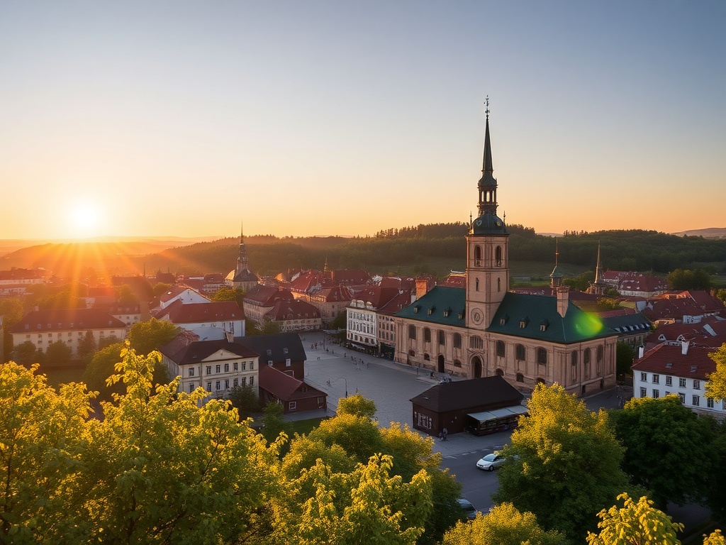 Majestatyczne białe kwiatostany kasztanowców w Lędzinach w pełnym rozkwicie, otoczone zielenią parku miejskiego.